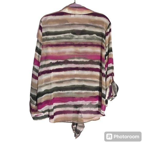 Chicos Lightweight sheer button down Boho vacation resort cruise blouse Large - Picture 2 of 9